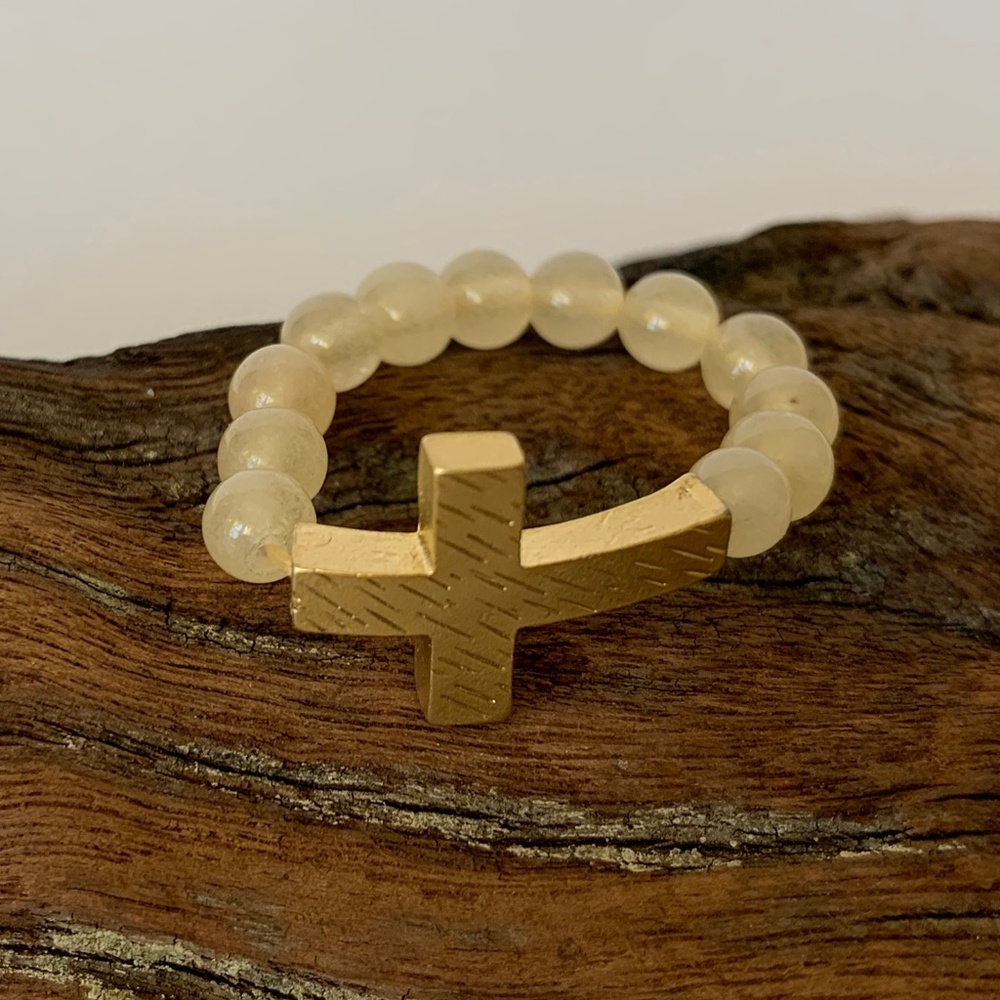 Cross beaded ring